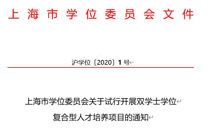 教育新闻：上海市教委发布通知：上海市将试行开展普通高等学校双学士学位复合型人才培养项目