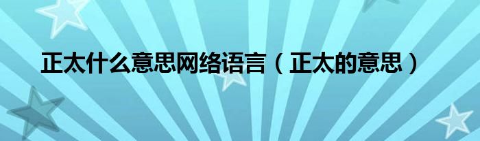 正太什么意思网络语言（正太的意思）