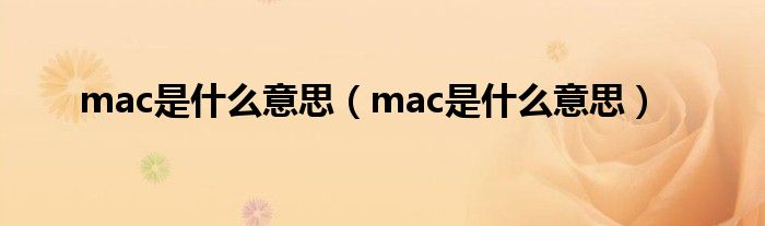 mac是什么意思（mac是什么意思）