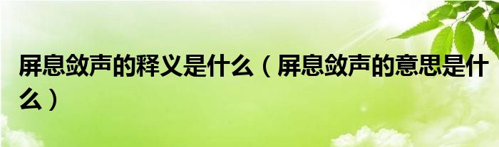 屏息敛声的释义是什么（屏息敛声的意思是什么）