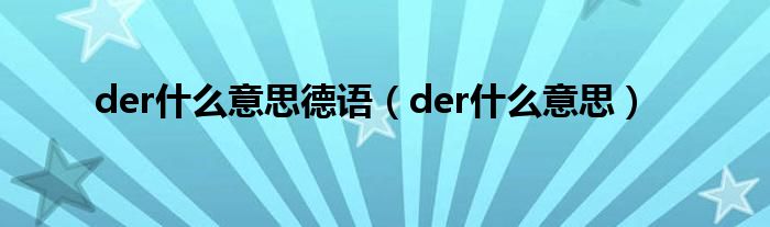 der什么意思德语（der什么意思）