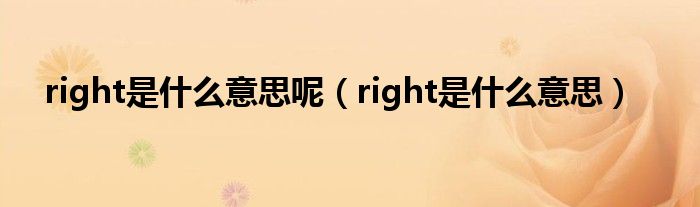 right是什么意思呢（right是什么意思）