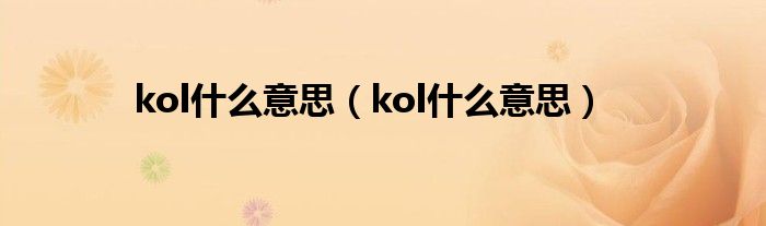 kol什么意思（kol什么意思）