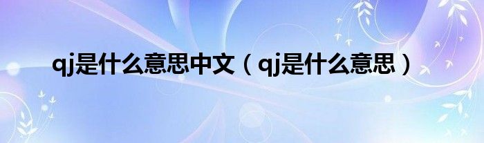 qj是什么意思中文（qj是什么意思）