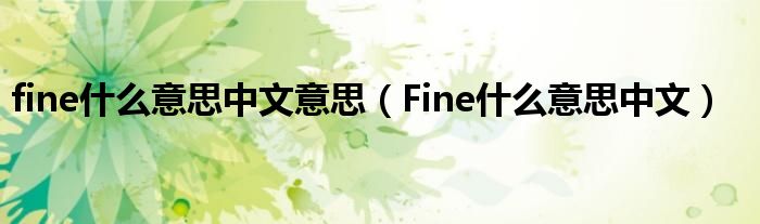 fine什么意思中文意思（Fine什么意思中文）