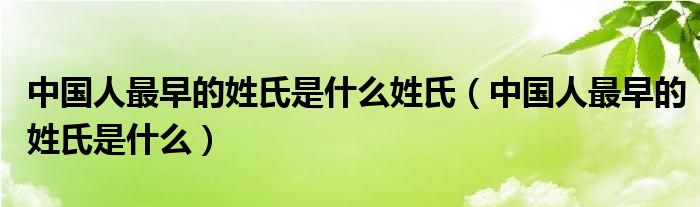 中国人最早的姓氏是什么姓氏（中国人最早的姓氏是什么）