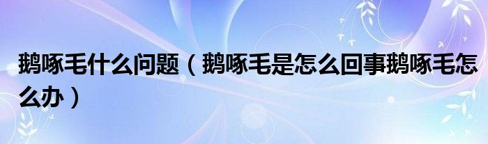 鹅啄毛什么问题（鹅啄毛是怎么回事鹅啄毛怎么办）