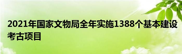 2021年国家文物局全年实施1388个基本建设考古项目