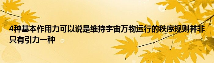 4种基本作用力可以说是维持宇宙万物运行的秩序规则并非只有引力一种