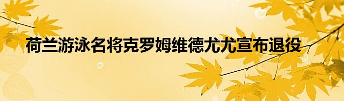 荷兰游泳名将克罗姆维德尤尤宣布退役