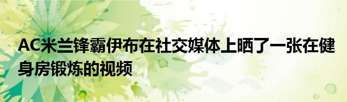 AC米兰锋霸伊布在社交媒体上晒了一张在健身房锻炼的视频