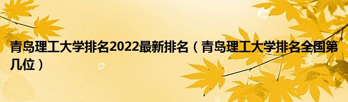 青岛理工大学排名2022最新排名（青岛理工大学排名全国第几位）