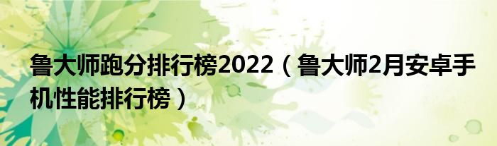 鲁大师跑分排行榜2022（鲁大师2月安卓手机性能排行榜）