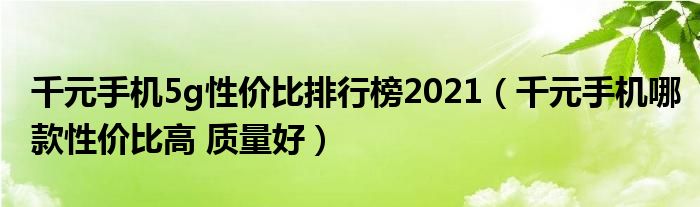 千元手机5g性价比排行榜2021（千元手机哪款性价比高 质量好）