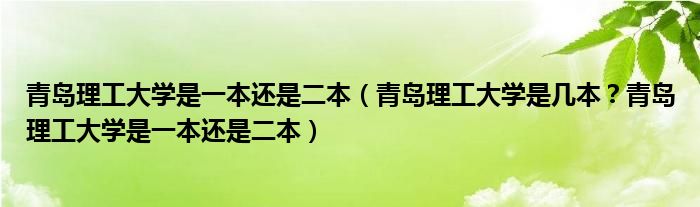 青岛理工大学是一本还是二本（青岛理工大学是几本？青岛理工大学是一本还是二本）