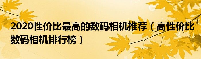 2020性价比最高的数码相机推荐（高性价比数码相机排行榜）