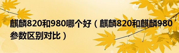 麒麟820和980哪个好（麒麟820和麒麟980参数区别对比）