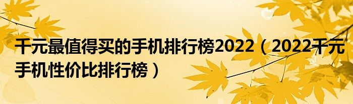 千元最值得买的手机排行榜2022（2022千元手机性价比排行榜）