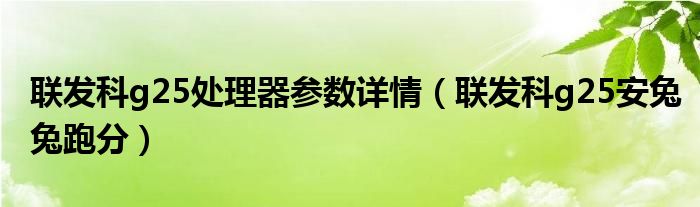 联发科g25处理器参数详情（联发科g25安兔兔跑分）