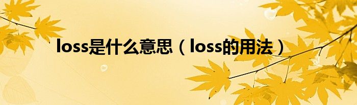 loss是什么意思（loss的用法）