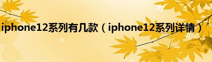 iphone12系列有几款（iphone12系列详情）