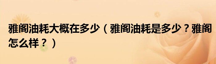 雅阁油耗大概在多少（雅阁油耗是多少？雅阁怎么样？）