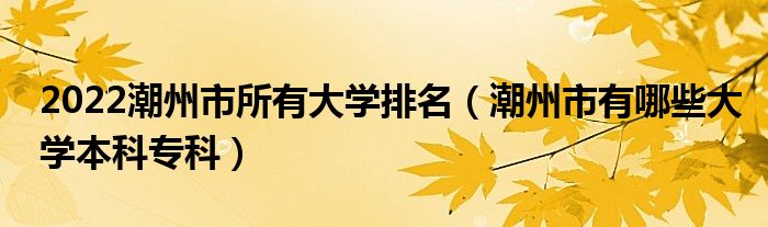 2022潮州市所有大学排名（潮州市有哪些大学本科专科）