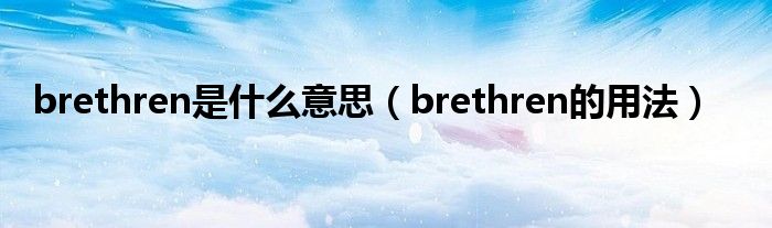 brethren是什么意思（brethren的用法）