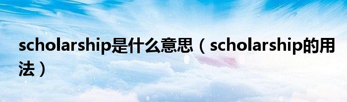 scholarship是什么意思（scholarship的用法）