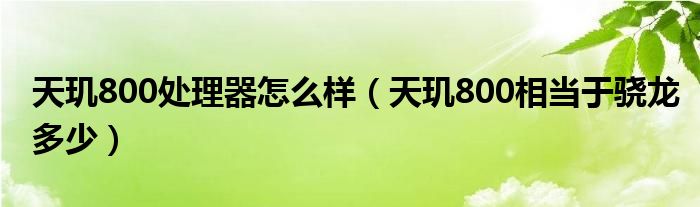 天玑800处理器怎么样（天玑800相当于骁龙多少）