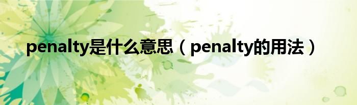 penalty是什么意思（penalty的用法）