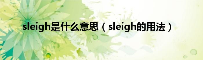 sleigh是什么意思（sleigh的用法）