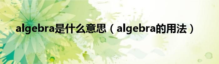 algebra是什么意思（algebra的用法）