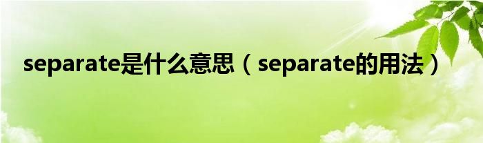 separate是什么意思（separate的用法）