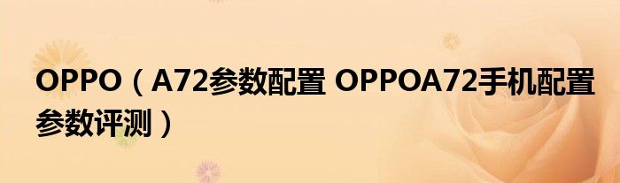 OPPO（A72参数配置 OPPOA72手机配置参数评测）