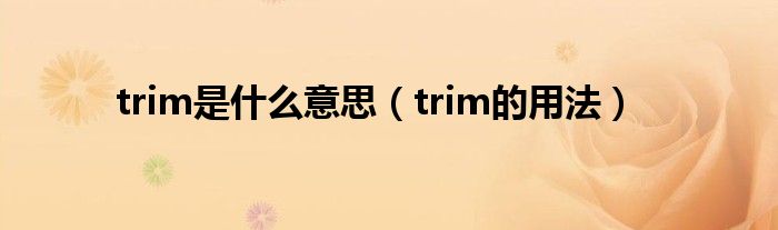 trim是什么意思（trim的用法）