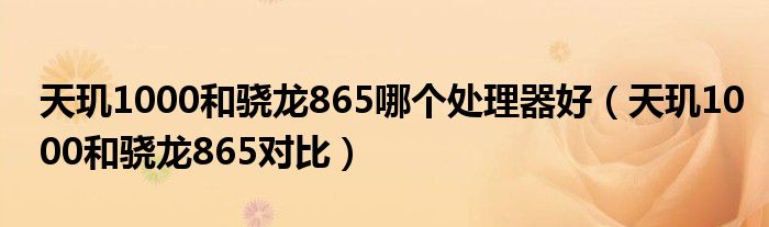 天玑1000和骁龙865哪个处理器好（天玑1000和骁龙865对比）