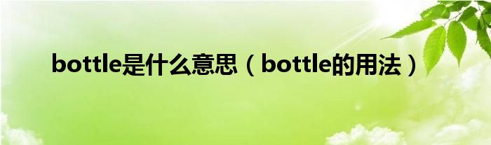 bottle是什么意思（bottle的用法）