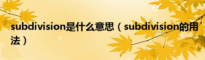 subdivision是什么意思（subdivision的用法）