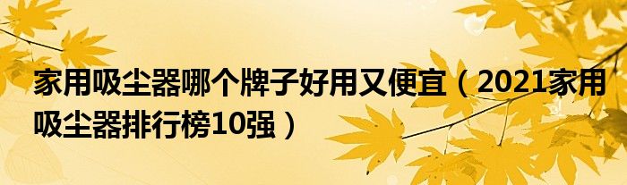 家用吸尘器哪个牌子好用又便宜（2021家用吸尘器排行榜10强）