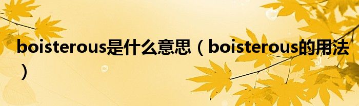 boisterous是什么意思（boisterous的用法）