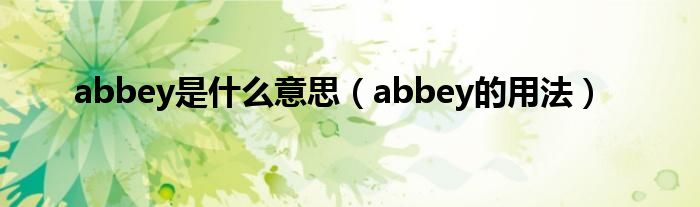 abbey是什么意思（abbey的用法）