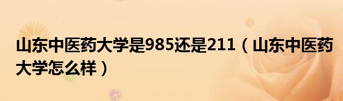 山东中医药大学是985还是211（山东中医药大学怎么样）