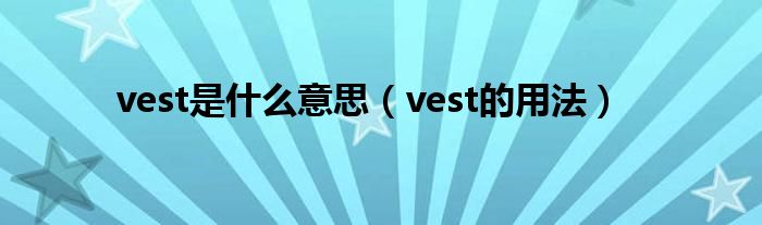 vest是什么意思（vest的用法）