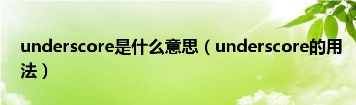 underscore是什么意思（underscore的用法）