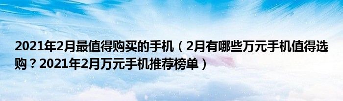 2021年2月最值得购买的手机（2月有哪些万元手机值得选购？2021年2月万元手机推荐榜单）