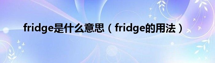 fridge是什么意思（fridge的用法）