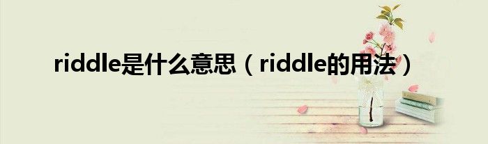 riddle是什么意思（riddle的用法）