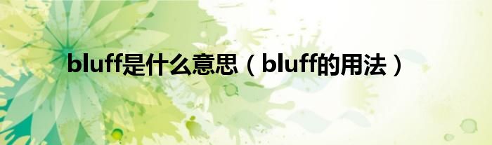 bluff是什么意思（bluff的用法）