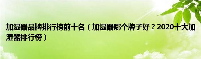 加湿器品牌排行榜前十名（加湿器哪个牌子好？2020十大加湿器排行榜）